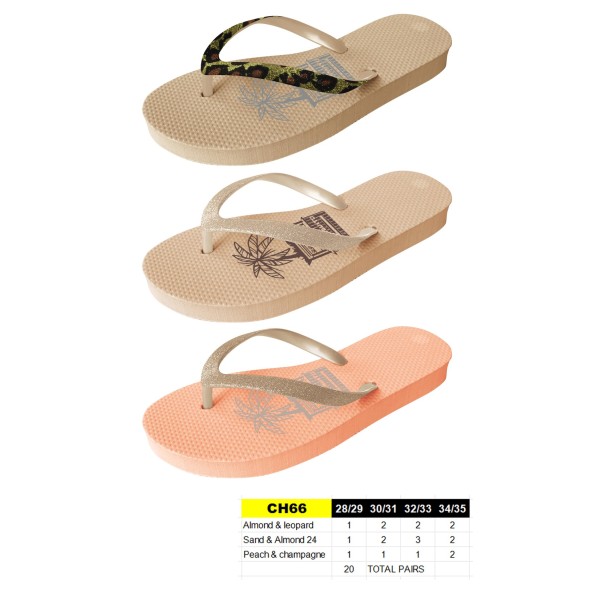 CH66 - Tongs Filles paillettes CHIRINGUITO - Taille 28 à 35 - 20 paires